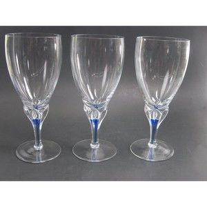 Studio Nova Crystal Large Iced Tea  Goblets Blue Core Bundle of 3